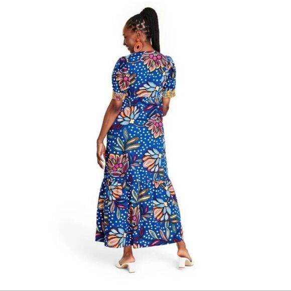 Tabitha Brown x Target Women's Mixed Floral/ Polka Dot Print Puff Sleeve - Picture 2 of 4